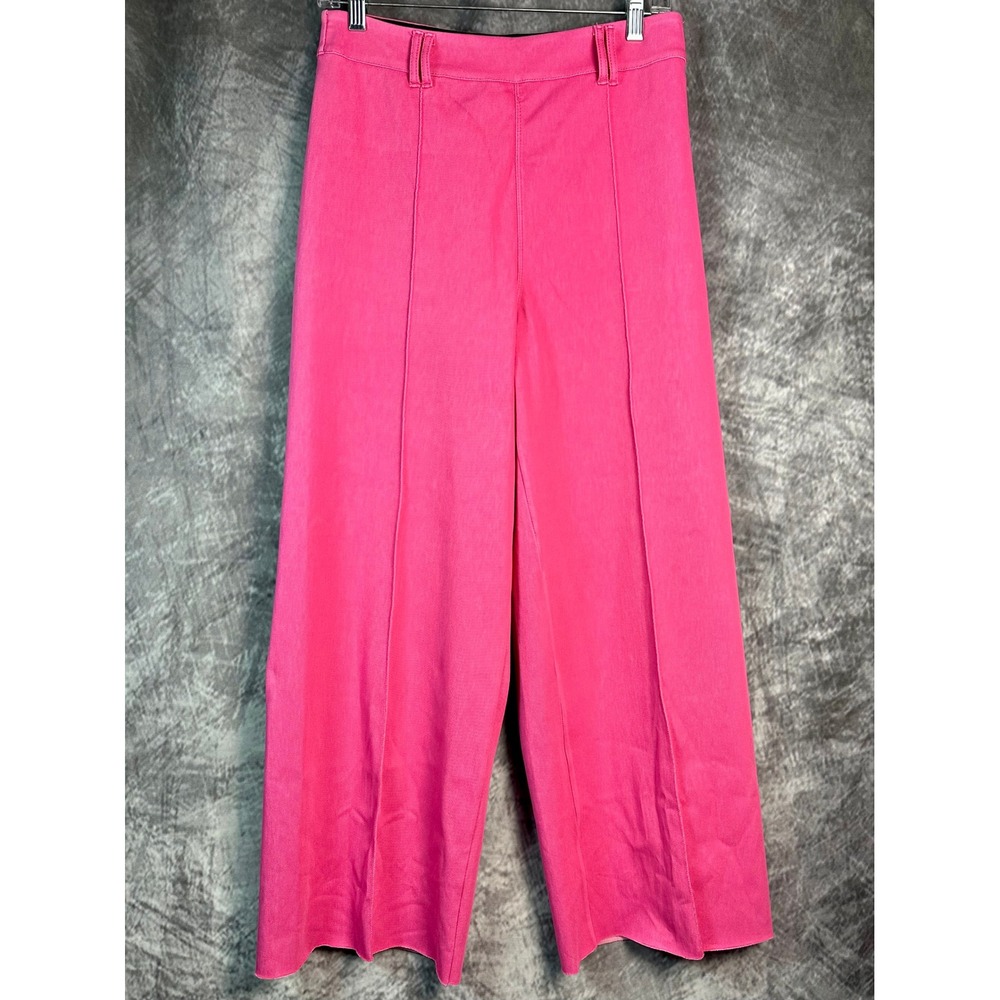 Lysse Wide Leg Pants Women Medium Pink Stretch Cotton Seam Detail 13-3600-M9